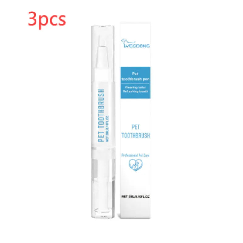 Soft silicone pet toothbrush pen with mint toothpaste tube for cat and dog dental care