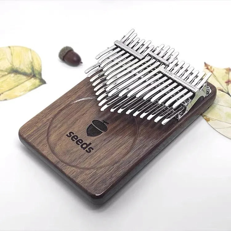 34-tone double-layer chromatic walnut finger piano kalimba with C key tuning, black finish