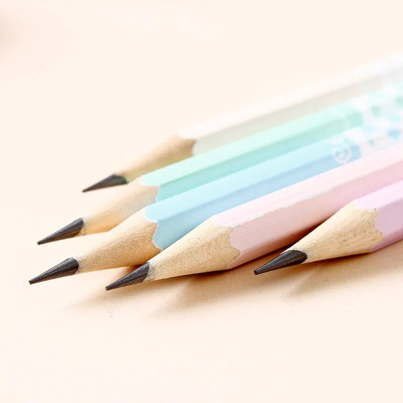 Basswood thermal transfer pencil with six-angle design in pack of 50 HB pencils