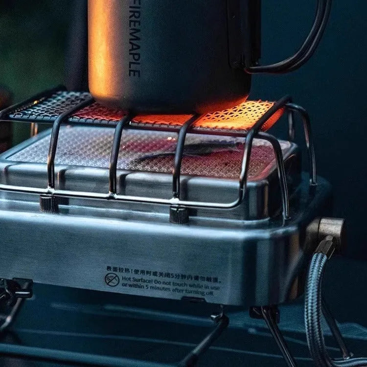 Collapsible outdoor heating stove showing expanded 180x167x125mm size and metal primary colour finish with multi-material construction