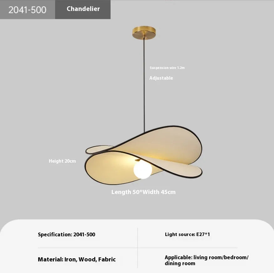 French style artistic chandelier pendant light with fabric potato chip design in bedroom setting