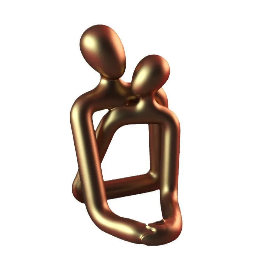 Modern loving couple resin statue in milky white or gold colour for home decoration